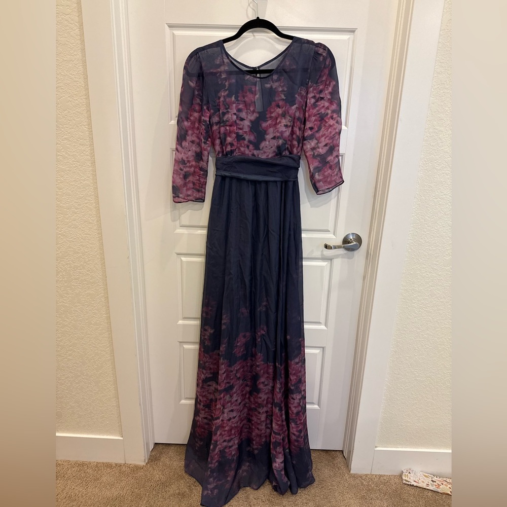 Chic Purple and Pink Floral Gown